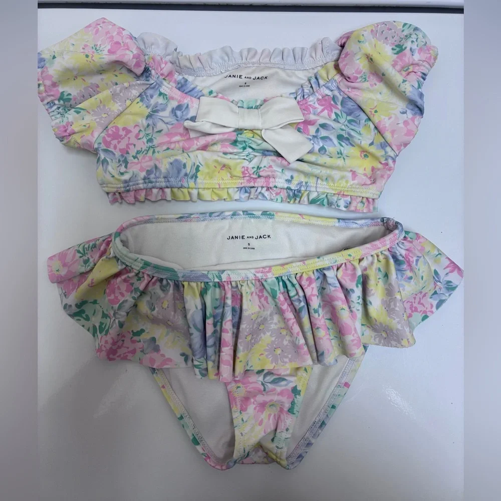 Janie and Jack Floral Swimsuit with Bow Bundle‎